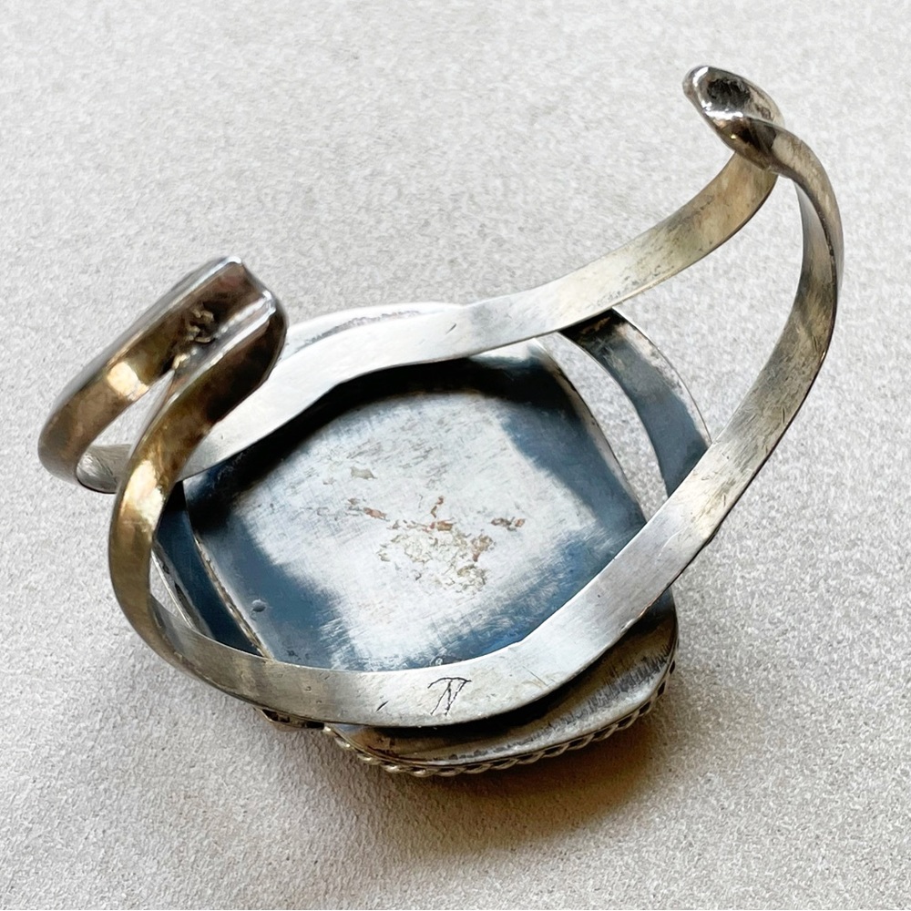 Vintage Turquoise and Silver Cuff - Picture 5 of 9